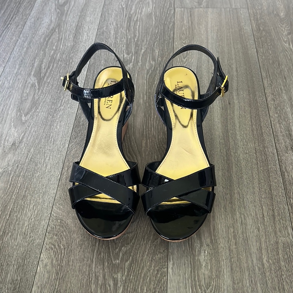 Ralph Lauren patent leather wedges size 10